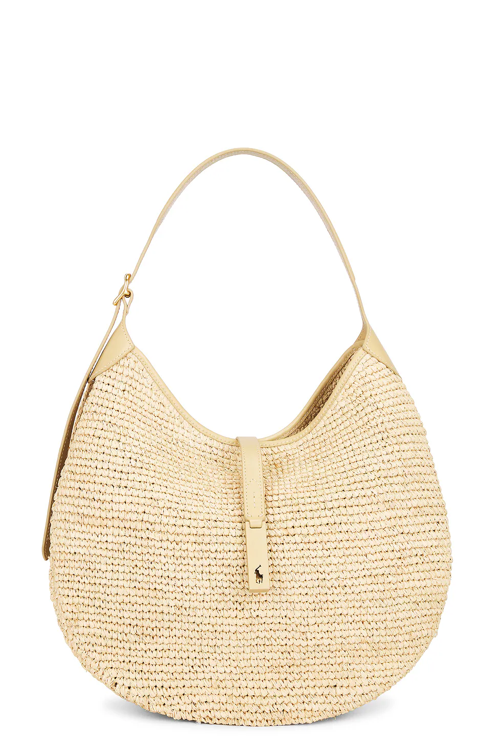 Polo Ralph Lauren — Raffia Leather Medium Shoulder Bag