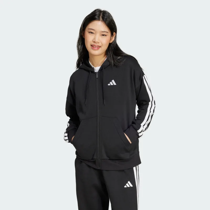 adidas — Essentials 3-Stripes Full-Zip Fleece Hoodie