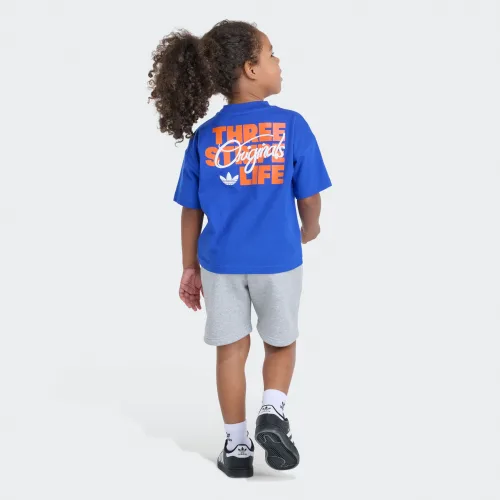 adidas — 2-Piece Short Sleeve 3-Stripe Life Tee & Fleece Shorts Set