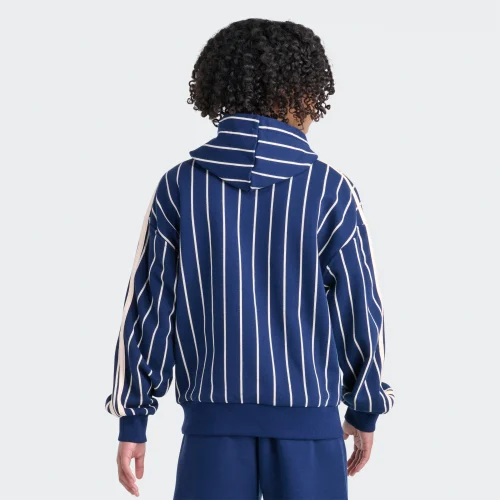 adidas — Long Sleeve Pinstripe Hooded Pullover