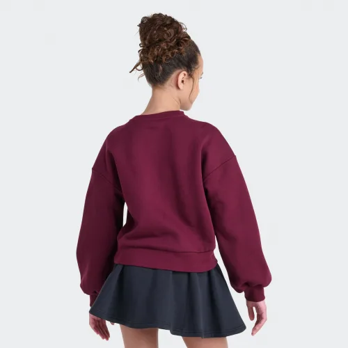 adidas — Originals Long Sleeve Glitter Trefoil Fleece Crewneck Pullover