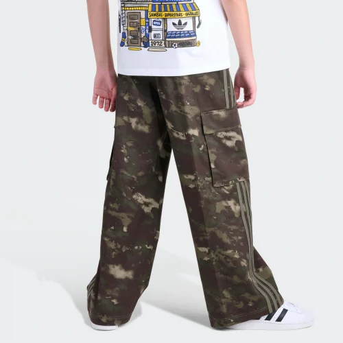 adidas — Elastic Waistband 3-Stripes Camo Cargo Pants