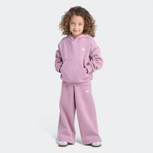 adidas — 2-Piece Long Sleeve Hooded Essential Fleece Pullover & Wide Leg Pant Set