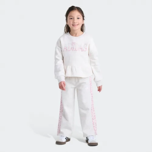 adidas — 2-Piece Long Sleeve Peplum Waist Heather Pullover & Elastic Waistband Heather Pant Set