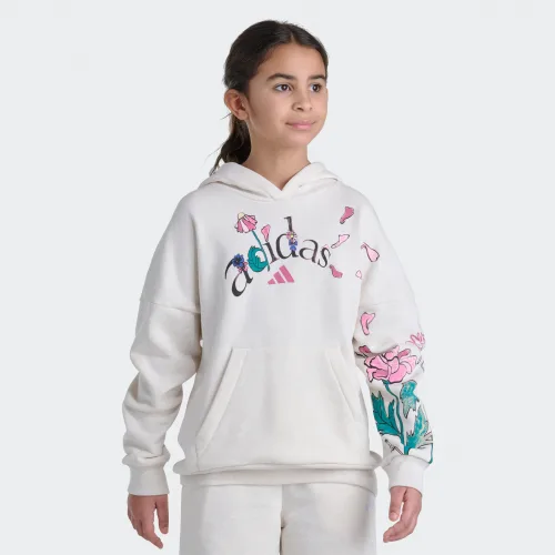 adidas — Long Sleeve Graphic Fleece Hooded Heather Pullover