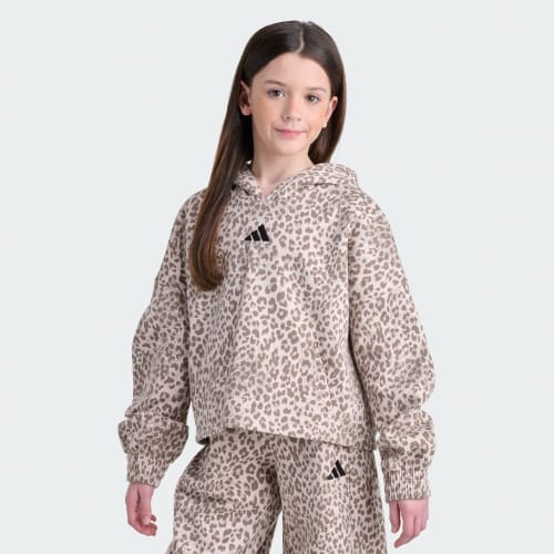 adidas — Long Sleeve Printed Pleated Sleeve Hooded Pullover Crystal Linen