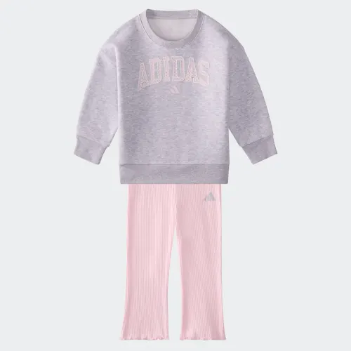 adidas — 2-Piece Long Sleeve Heather Crewneck Pullover & Kick Flare Pants Set