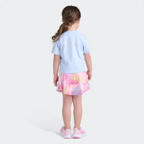 adidas — 2-Piece Short Sleeve Tee & Printed Flounce Skort Set