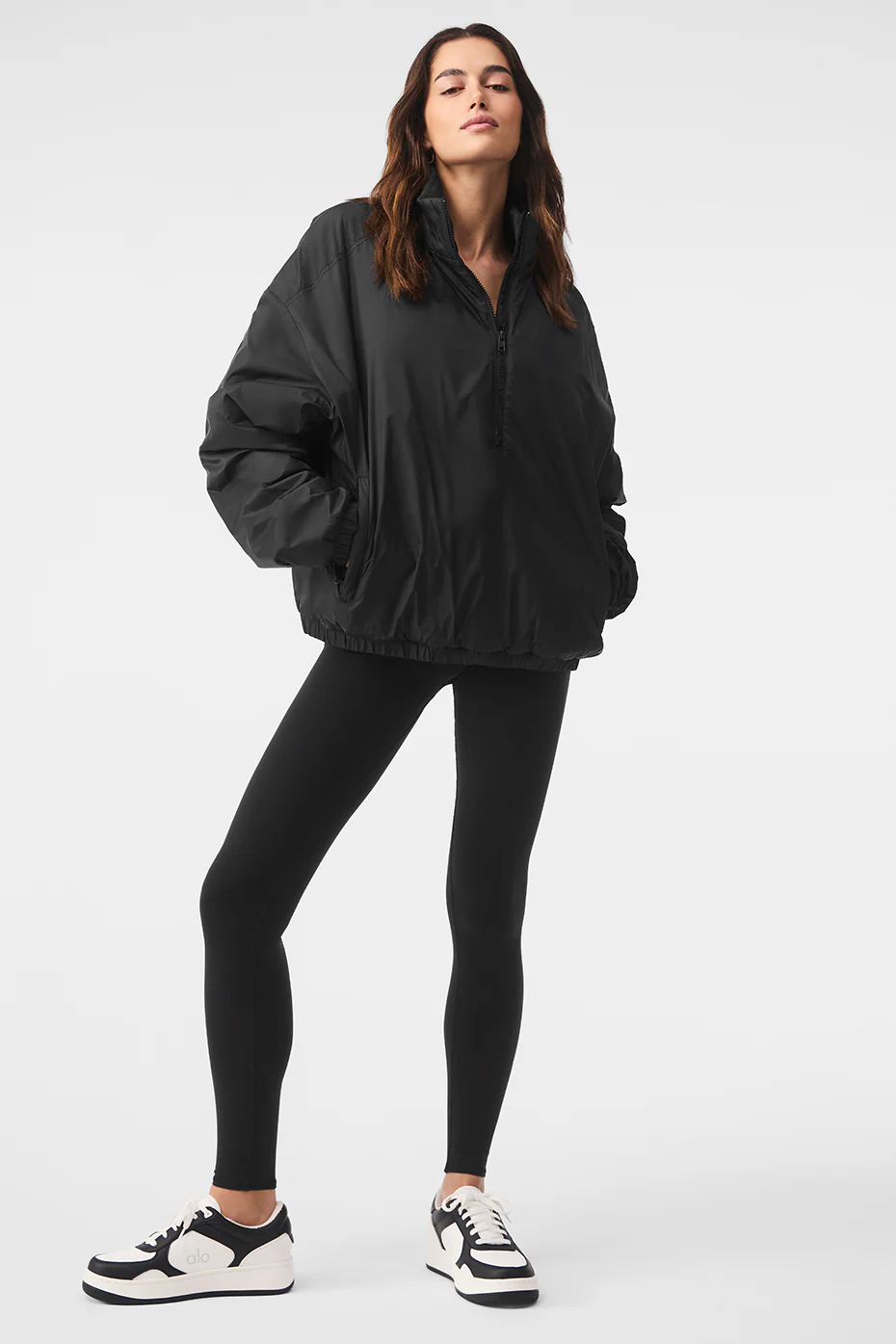 Alo Yoga — Latitude Light Weight 1/2 Zip Pullover Jacket - Black
