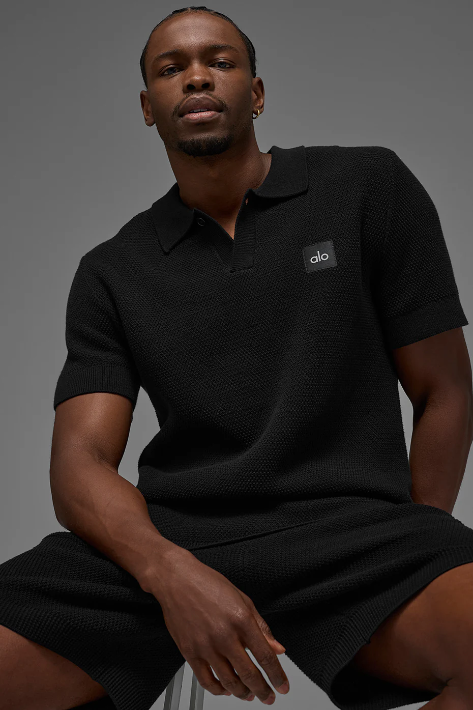 Alo Yoga — Sports Club Sweater Knit Polo - Espresso