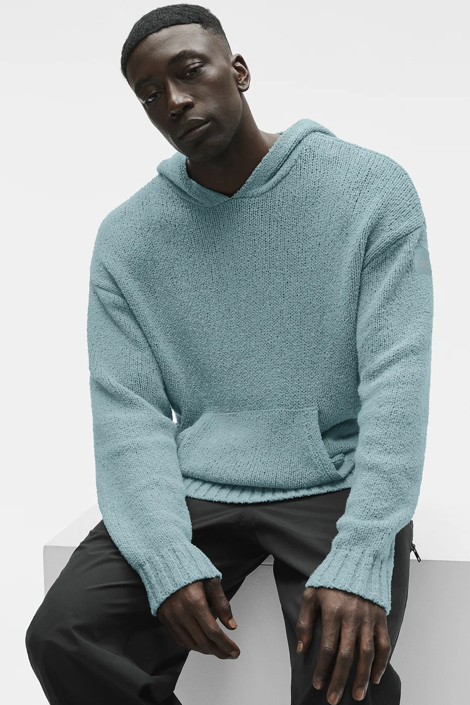 Alo Yoga — Textured Knit Hoodie - Desert Sage