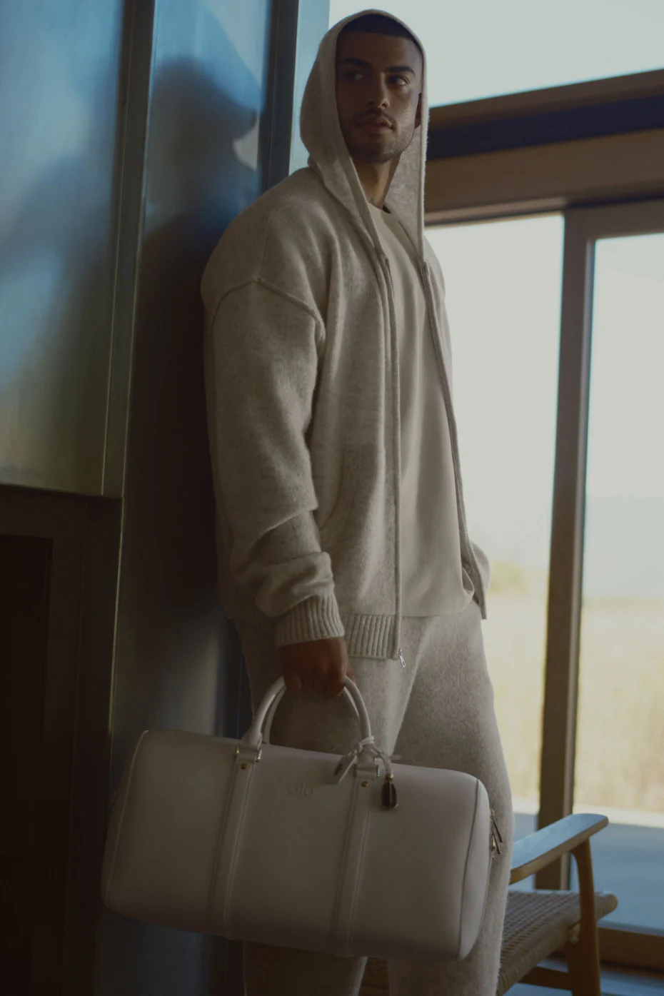 Alo Yoga — Wool Cashmere New Class Full Zip Hoodie - White Heather