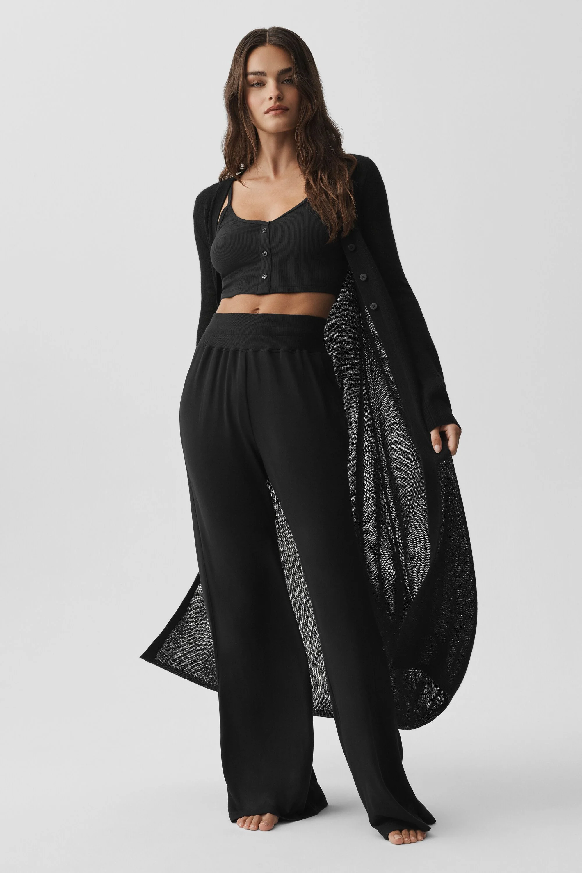 Alo Yoga — Sheer Cashmere Long Cardigan - Sun Kissed Brown