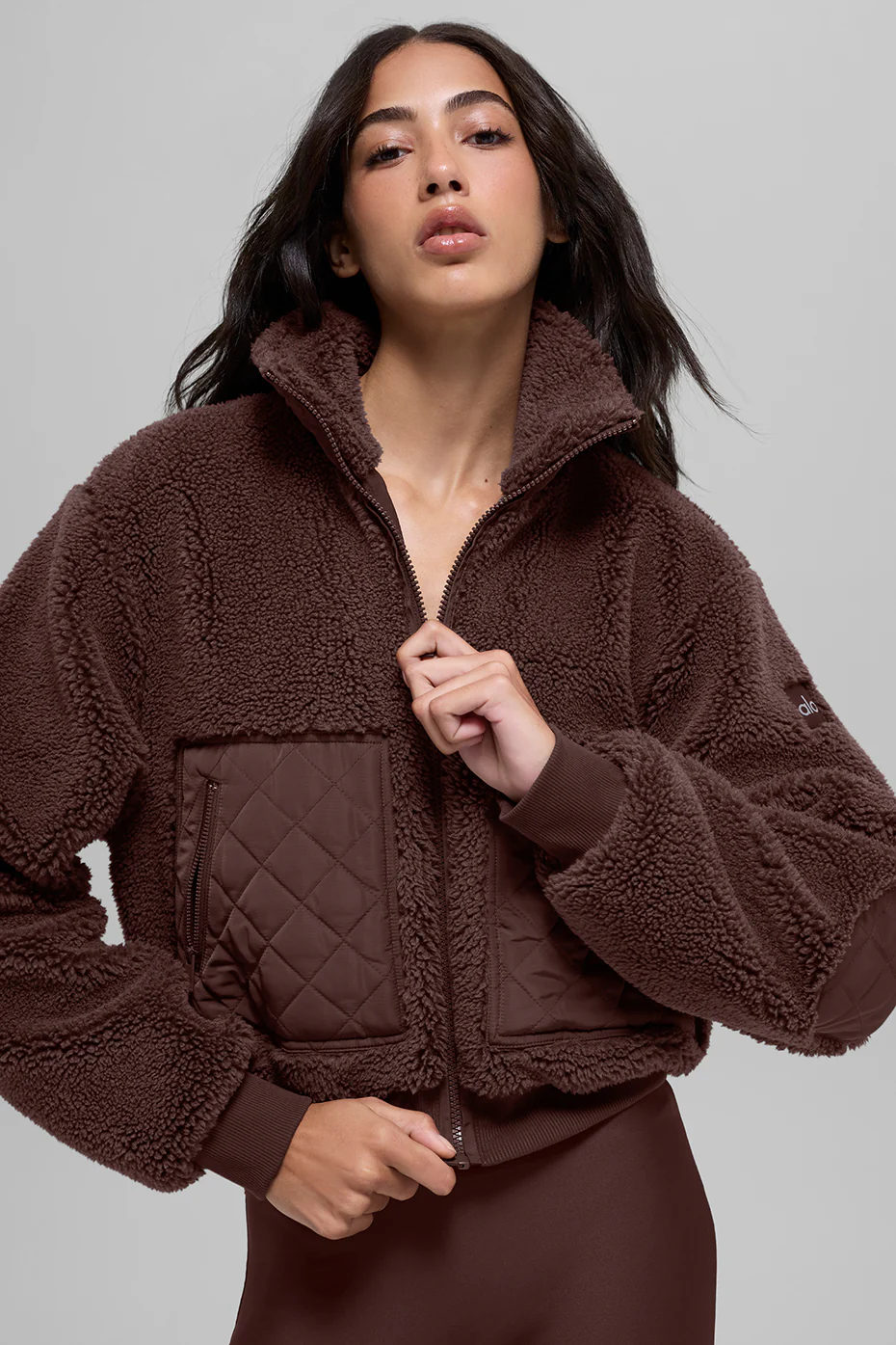 Alo Yoga — Sherpa Edge Bomber - Brownstone