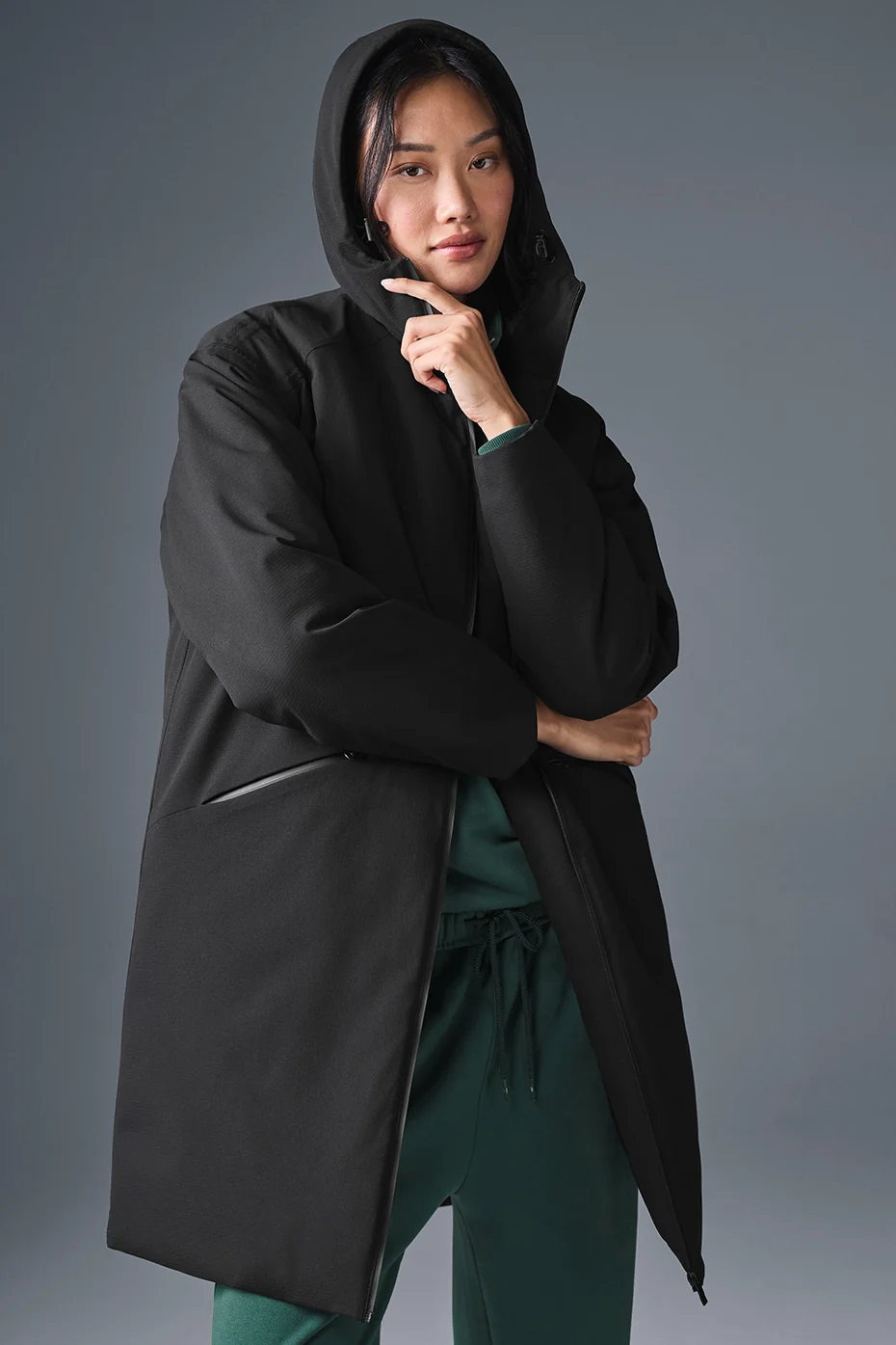 Alo Yoga — Rain Or Shine Puffer Long Coat - Black