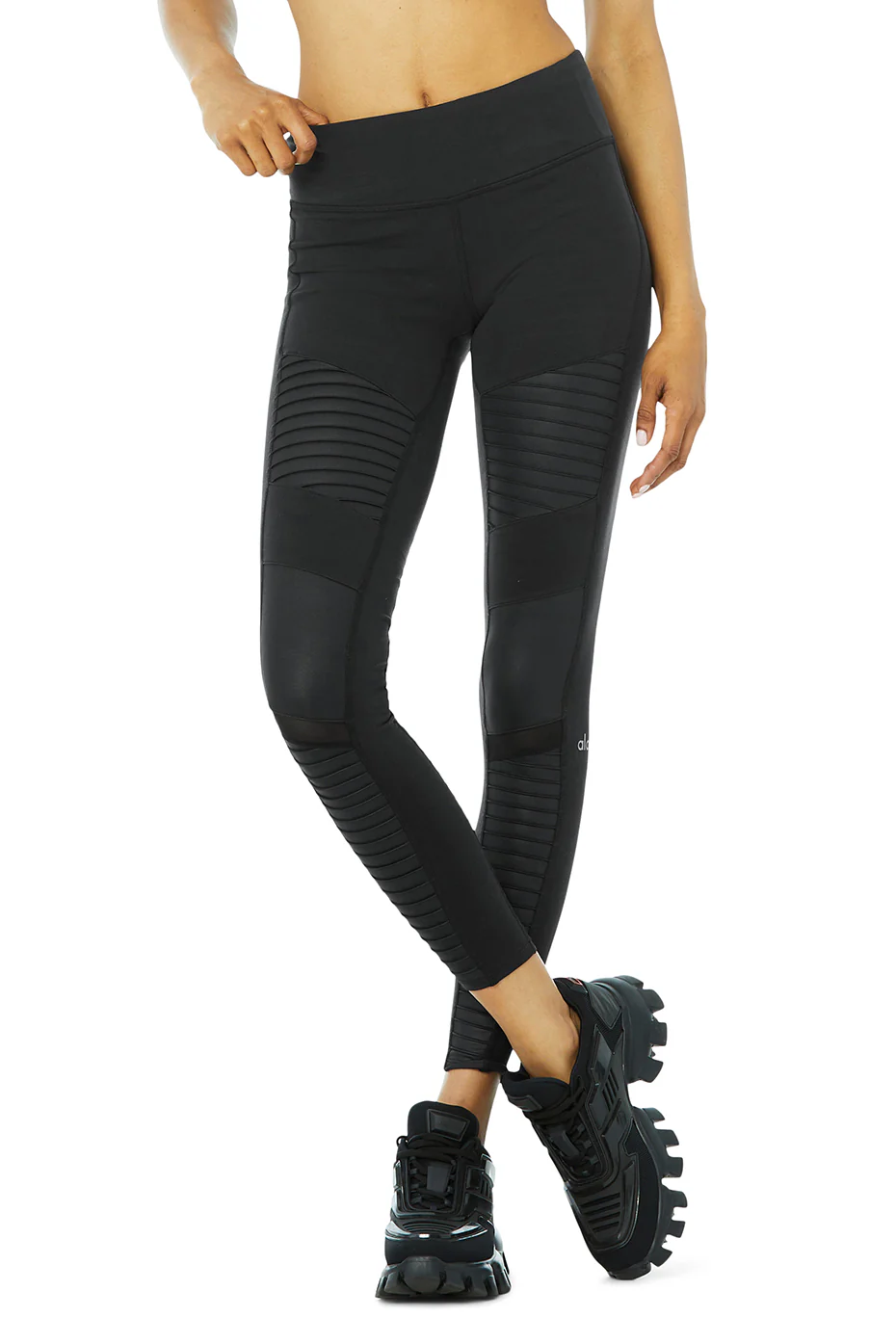 Alo Yoga — Moto Legging - Black/Black Glossy