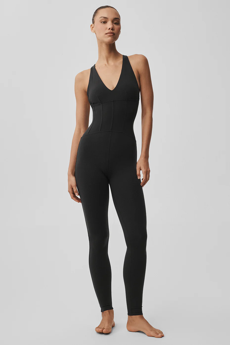 Alo Yoga — Airbrush Sparks Fly Corset Onesie - Olive Tree