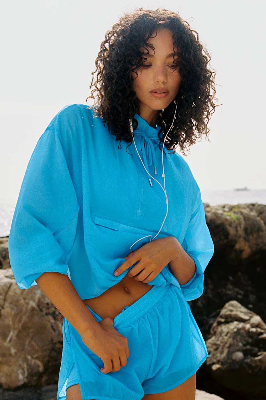 Alo Yoga — 1/4 Zip Go Time Pullover - Azure Blue