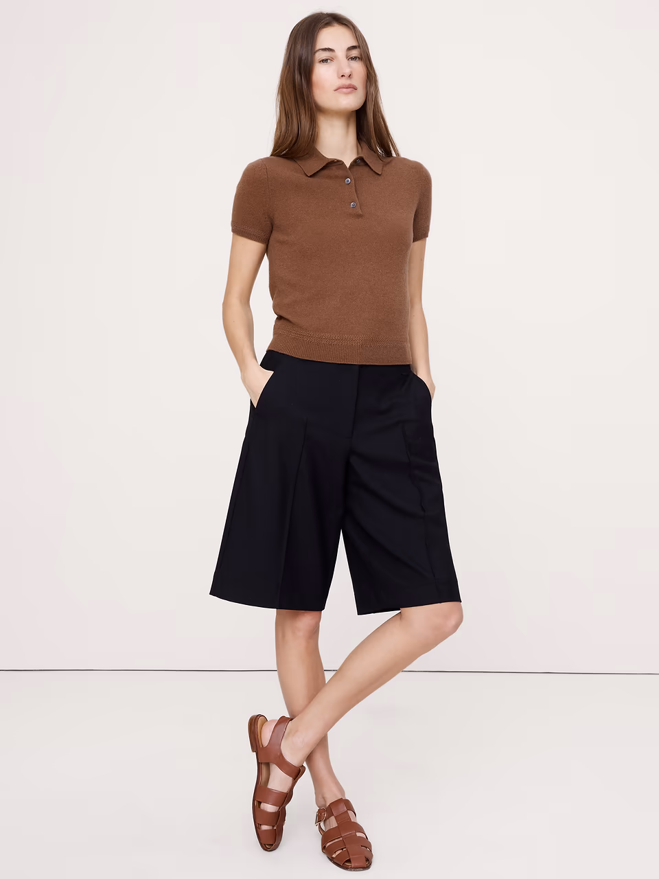 Banana Republic — Lightweight Cashmere Short-Sleeve Sweater Polo