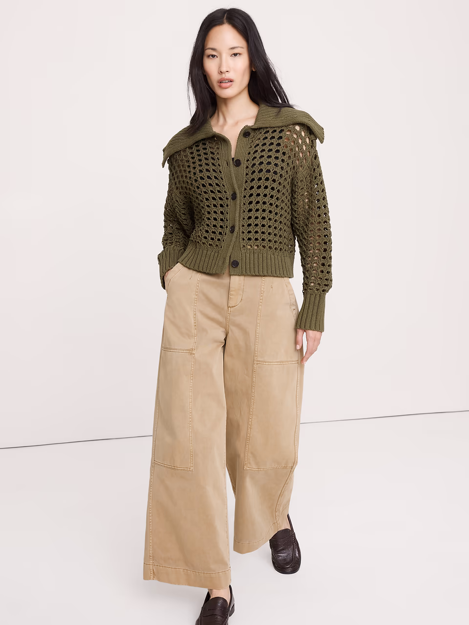 Banana Republic — Cotton Open-Stitch Cardigan