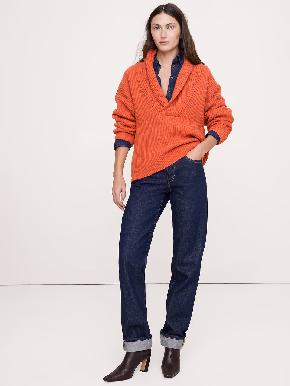 Banana Republic — Merino-Cotton Shawl-Collar Sweater