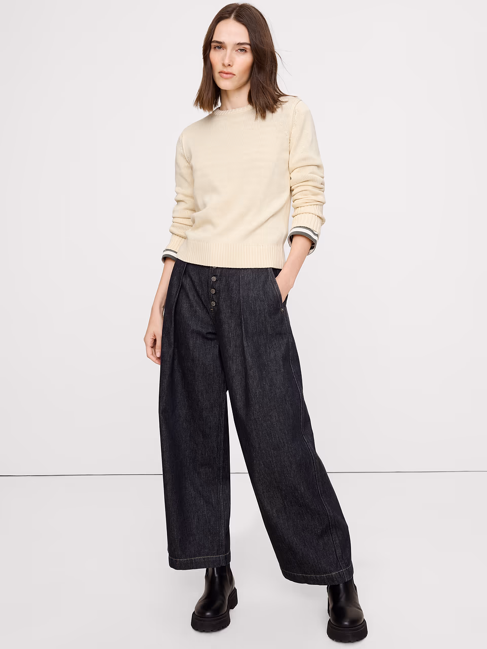 Banana Republic — Larkspur Cotton-Silk Crew-Neck Sweater