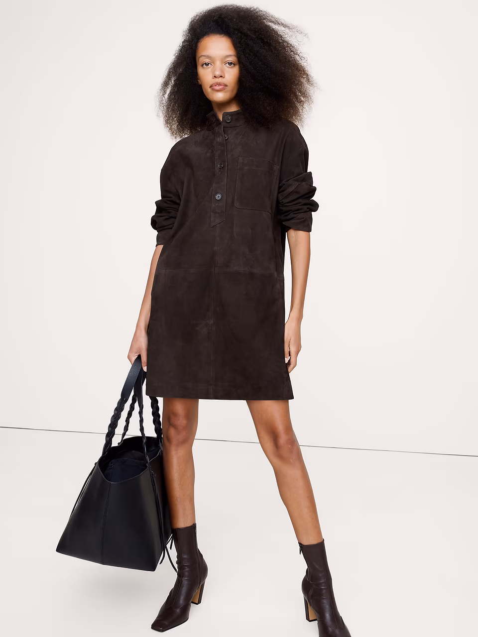 Banana Republic — Suede Popover Shift Dress