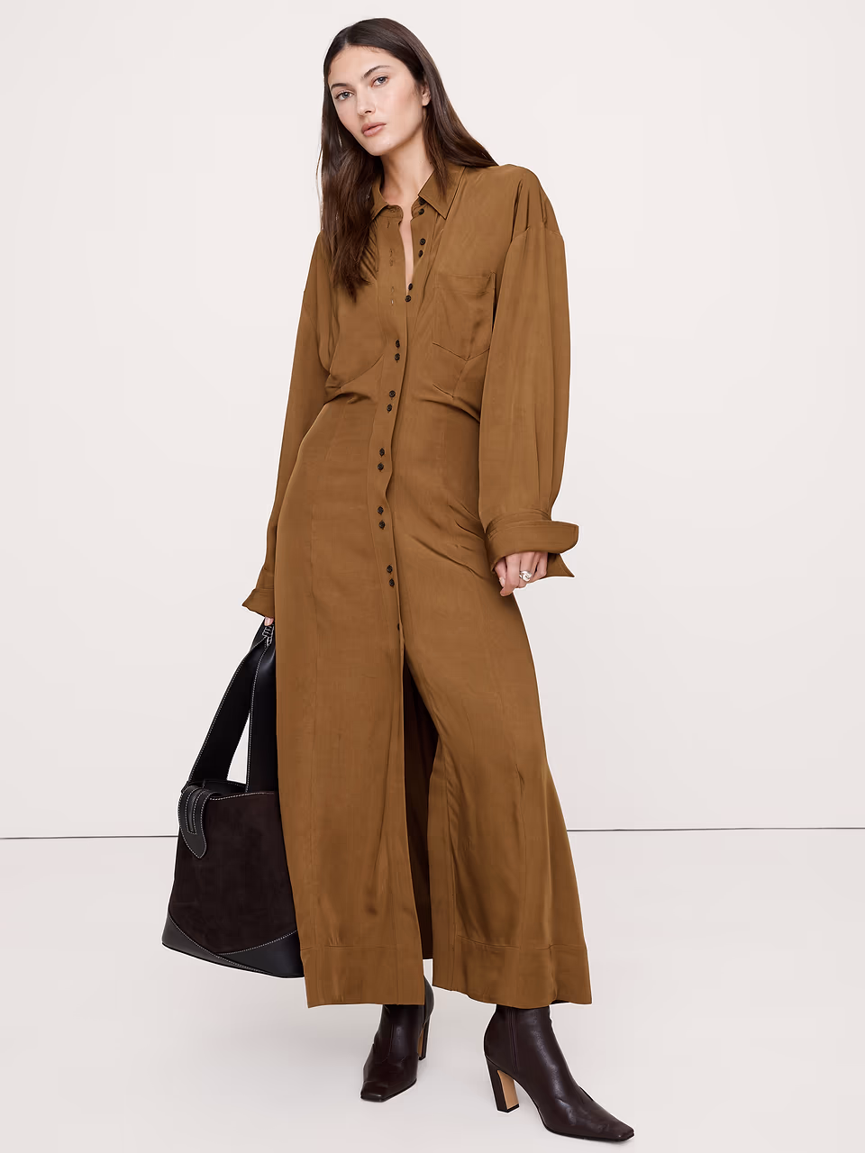 Banana Republic — Drapey Twill Shirt Dress