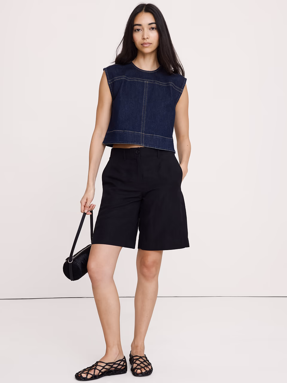 Banana Republic — Top-Stitched Denim Top