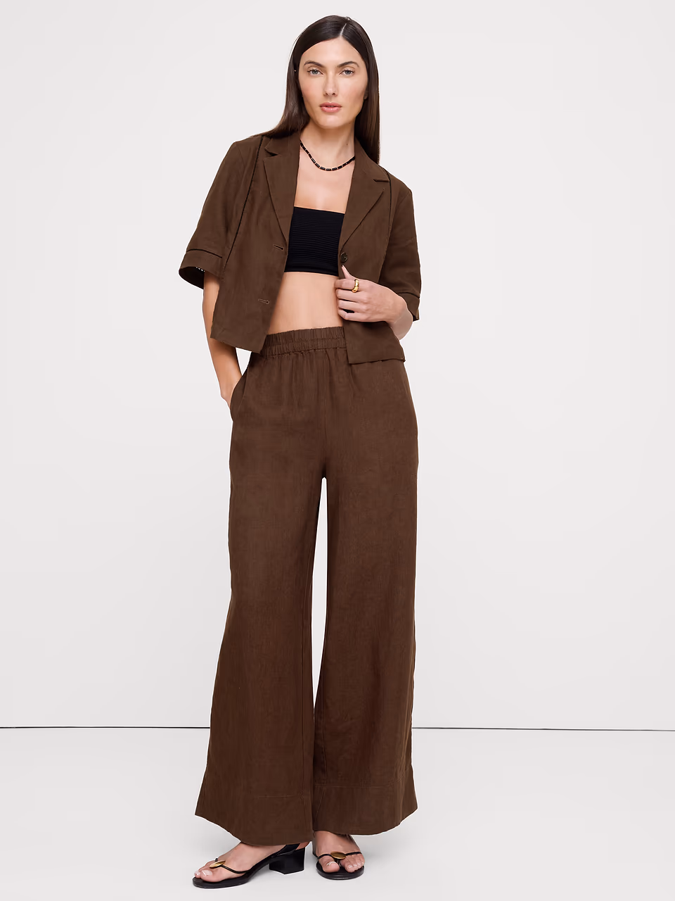 Banana Republic — Linen Short-Sleeve Blazer Top