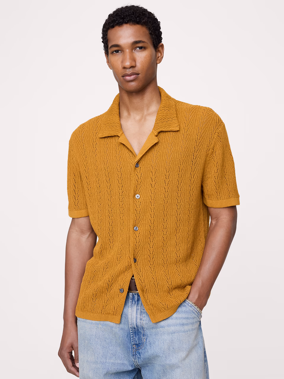 Banana Republic — Textured Polo Cardigan