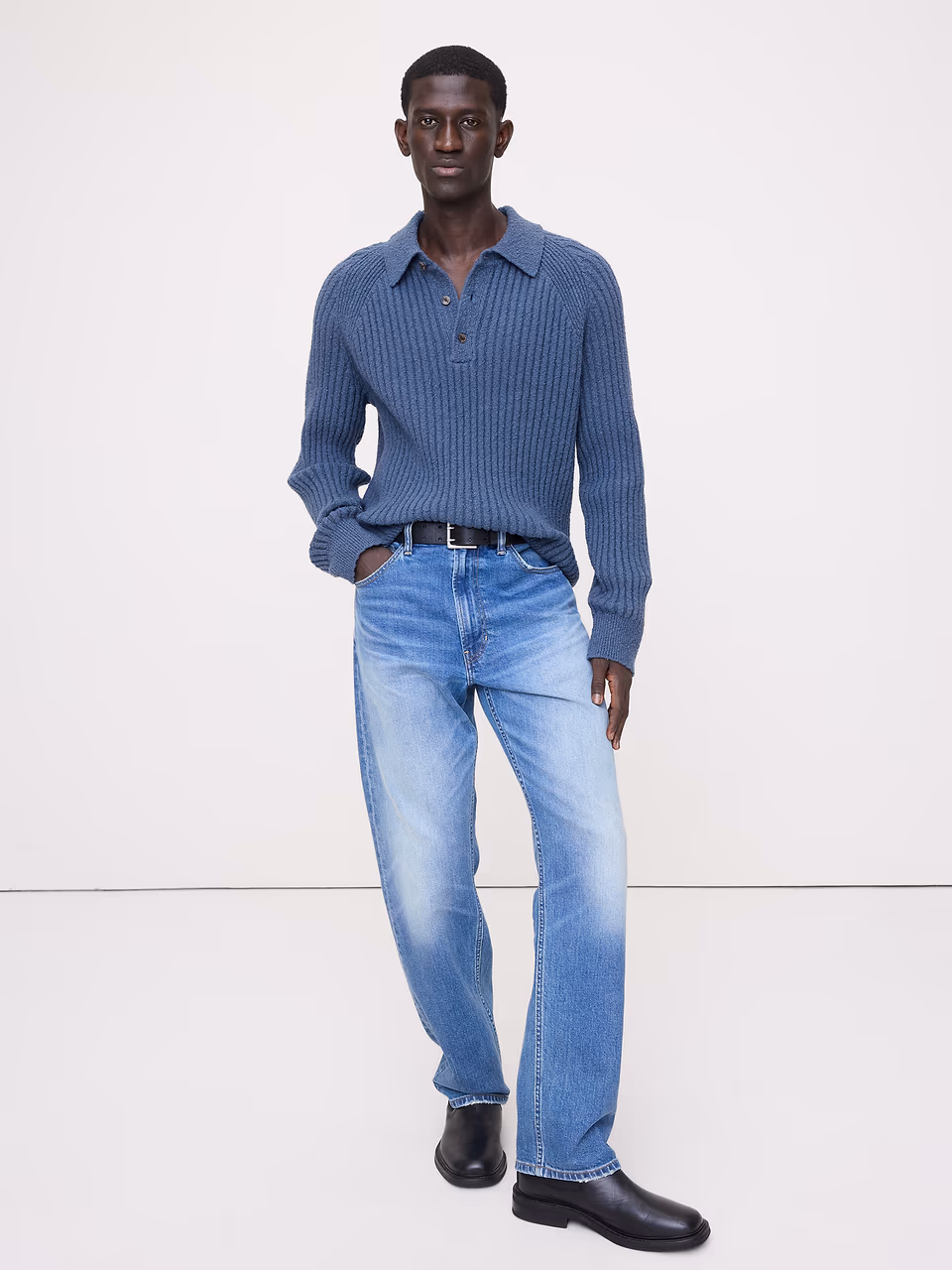 Banana Republic — Bouclé Ribbed Sweater Polo