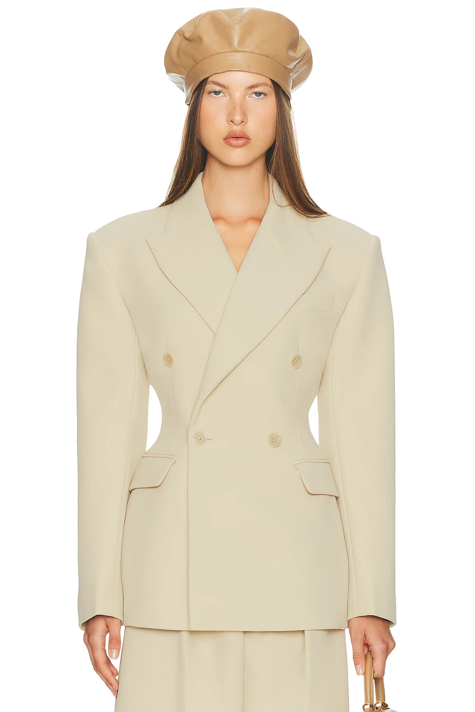 Helsa — The Double Breasted S Curve Jacket in Very Heavy Crepe