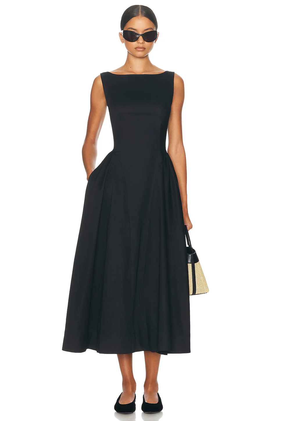 Helsa — Stretch Cotton Sateen Midi Dress