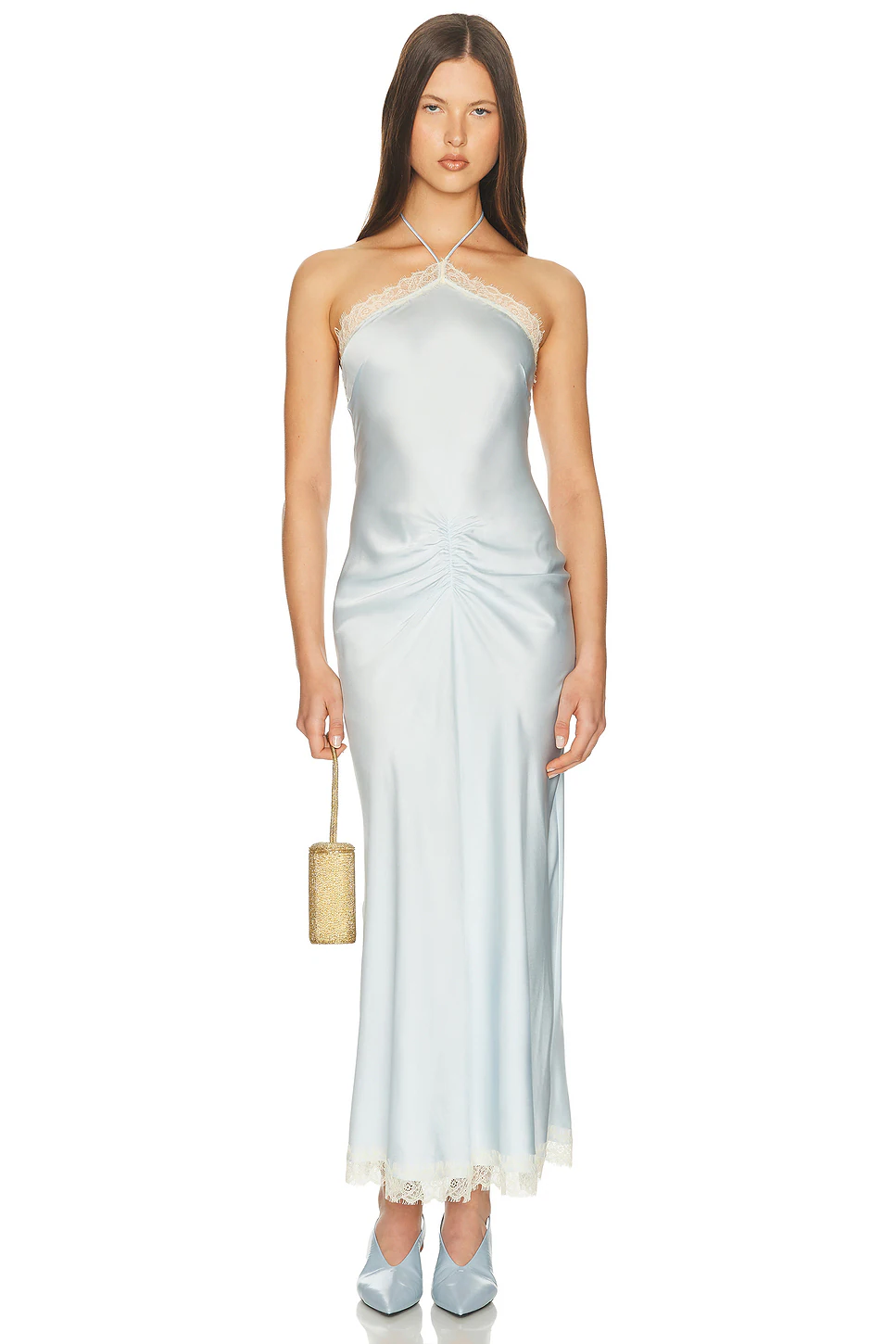 Helsa — Viscose Satin Dress With Lace