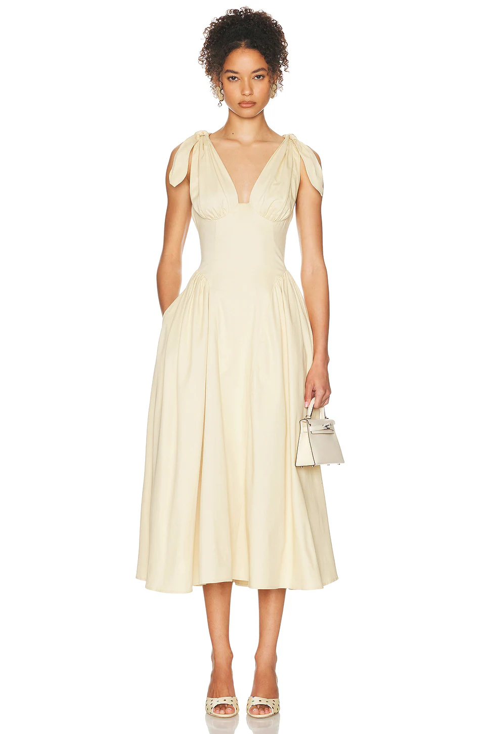 Helsa — Fairweather Midi Dress in Stretch Cotton Sateen