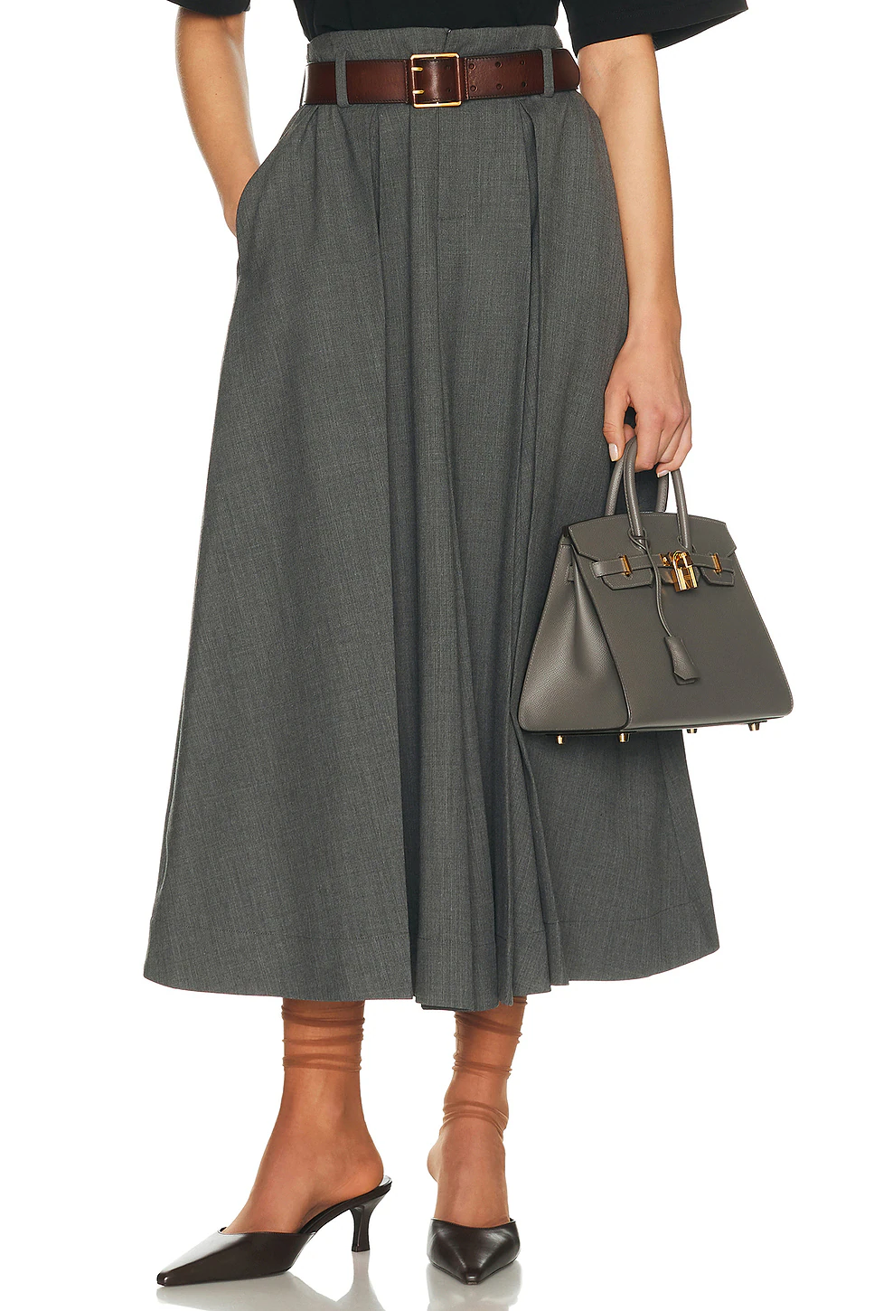 Helsa — Wool Blend Pleated Skirt