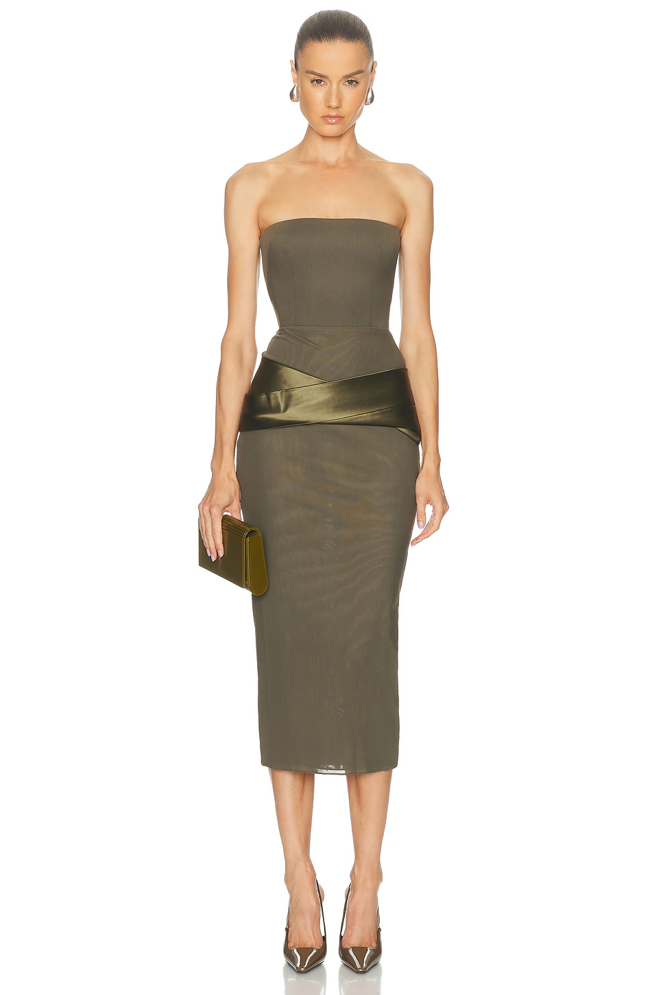 Alex Perry — Strapless Satin Drape Dress