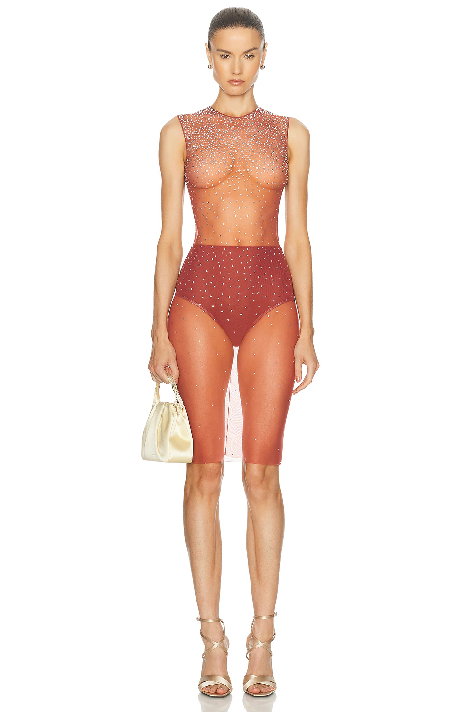 Alex Perry — Crystal Mesh Midi Dress