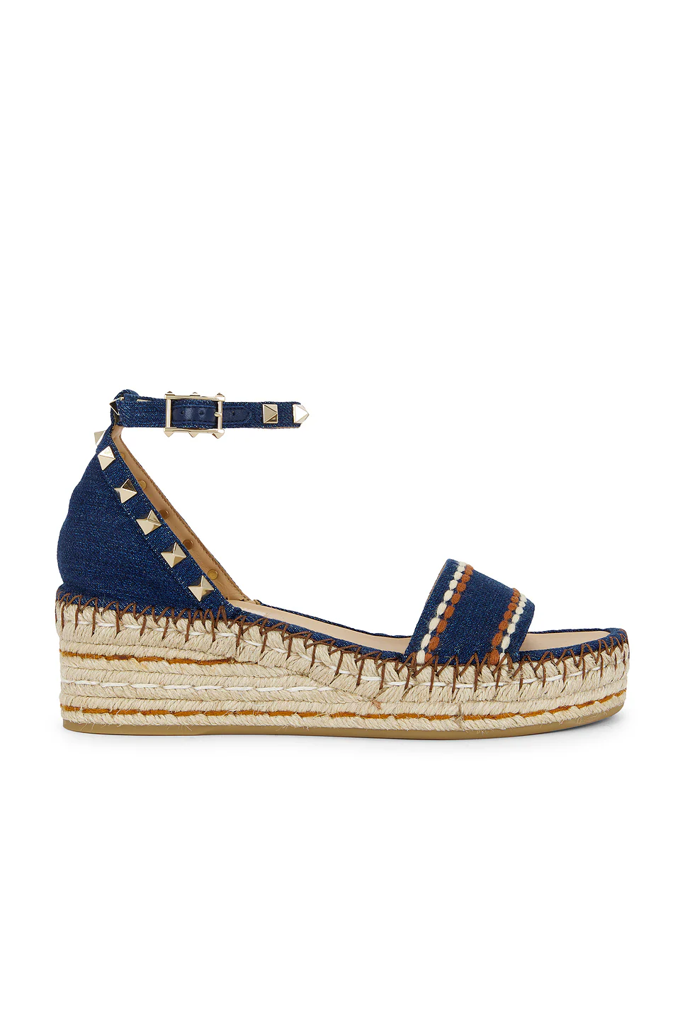 Valentino Garavani — Rockstud Torchon Flatform Espadrilla Sandal