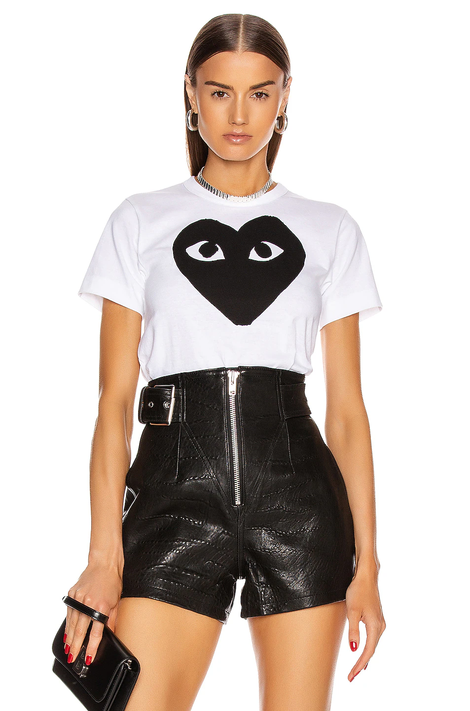 COMME des GARCONS PLAY — Cotton Black Heart Emblem Tee in White