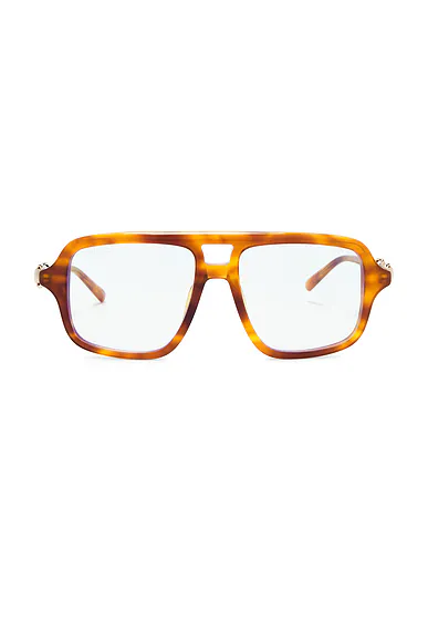 Gucci — Through Horsebit Pilot Optical Eyeglasses in Havana & Transparent