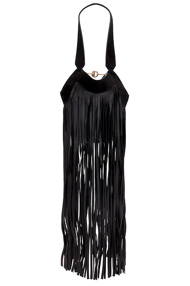 KHAITE — Lotus Nano Fringe Tote Bag in Black