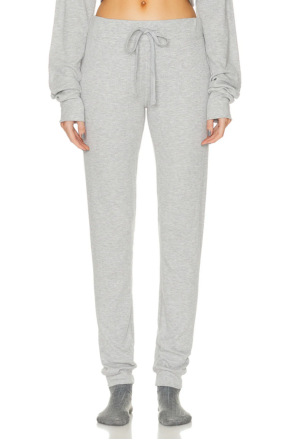 Eterne — Thermal Drawstring Pant in Heather Grey