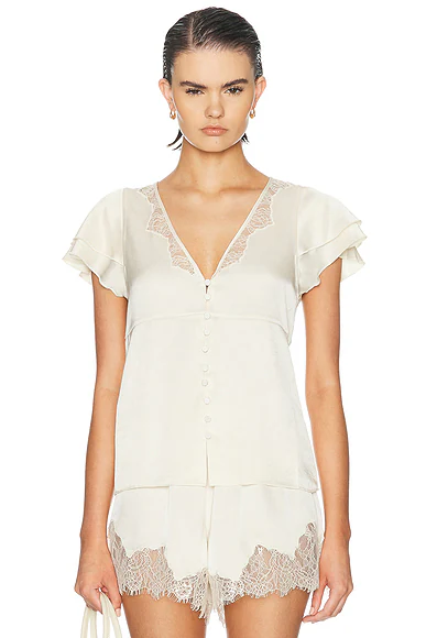 Citizens of Humanity — Lola Flutter Lace Sleeve Top in Cream