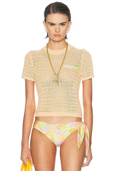 Chloe — Crochet Tee in Bleached Orange