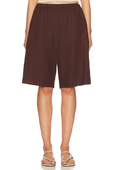 Enza Costa — Twill Bermuda Short in Chocolate
