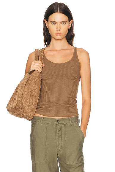 Enza Costa — Military Rib Slim Tank Top in Army
