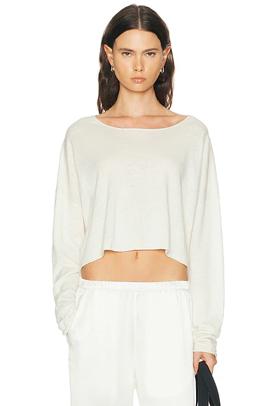 Eterne — Cropped Boatneck Top in Ivory