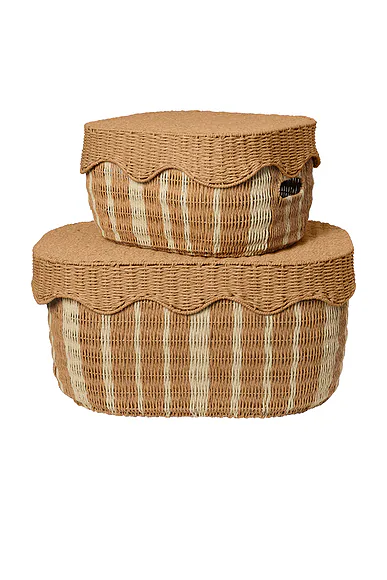 Ferm Living — Rivan Storage Baskets Set Of 2 in Natural & Off White